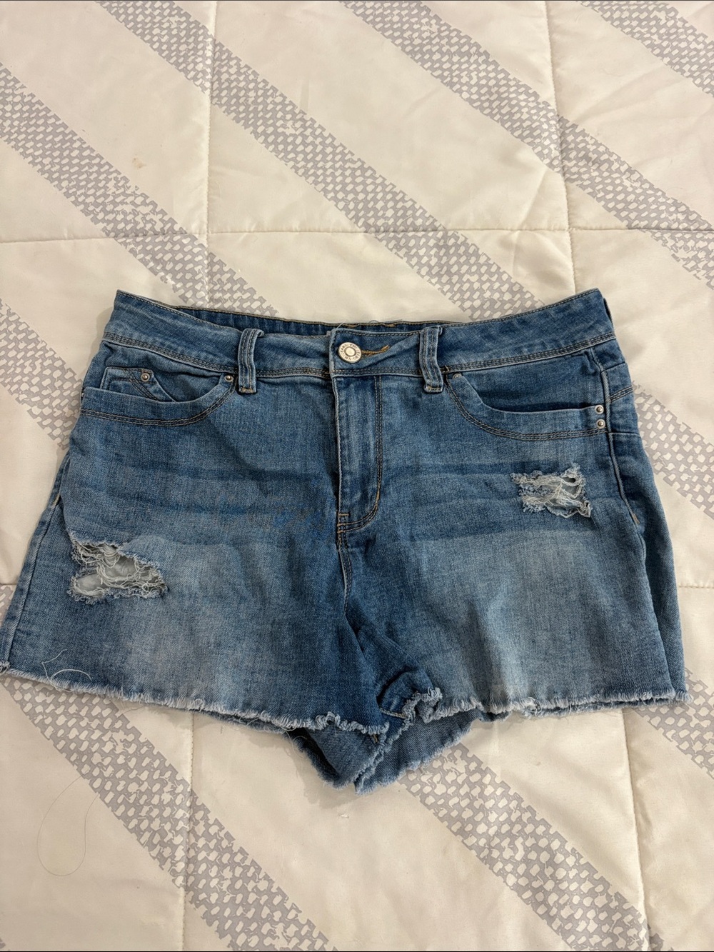 YMI Medium Blue Distressed Denim Cutoff Shorts